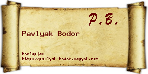 Pavlyak Bodor névjegykártya